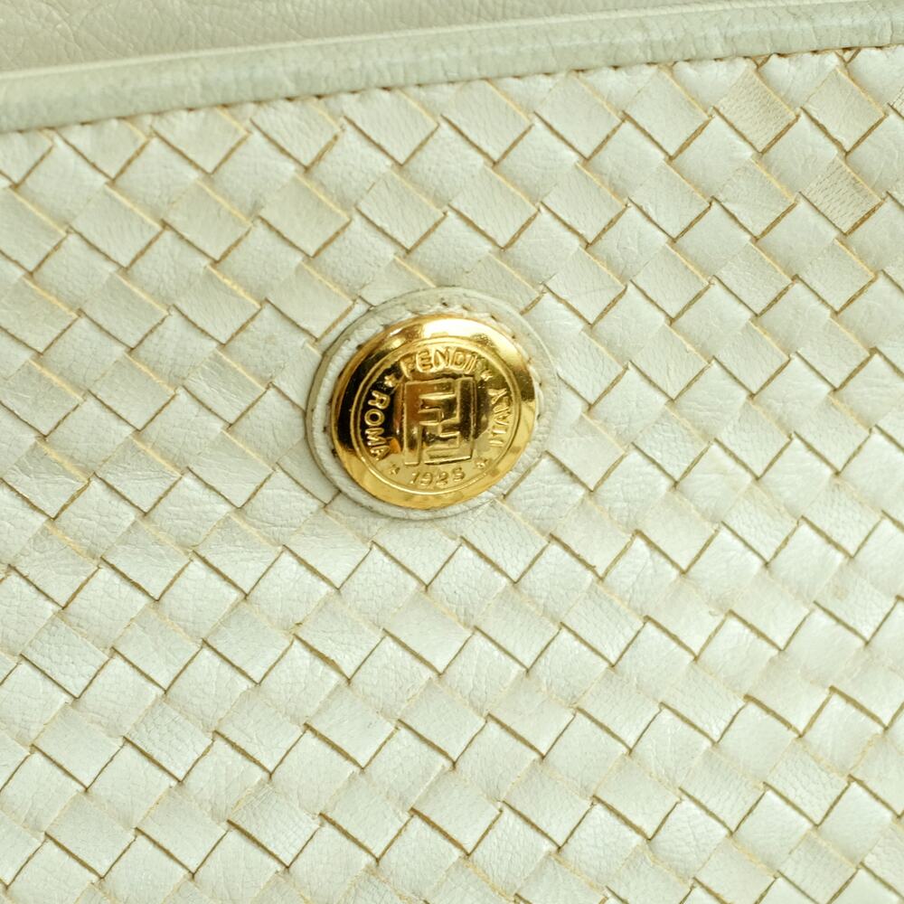 Fendi Woven Leather Tassel Bag - Cream/White, Gold Handles, Vintage - Picture 4 of 16